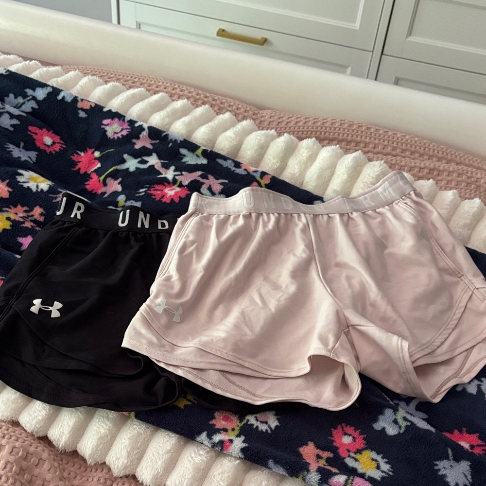 Under Armour Black and Light Pink Shorts Duo